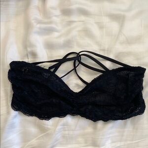 Free People Black Lace Bandeau with Strappy Details